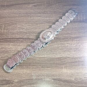 Vintage Metal Silver Elastic Women’s Large Belt